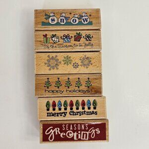 Hampton Art Allison Wong Christmas Holiday Rubber Stamps Lot of 6 Scrapbooking